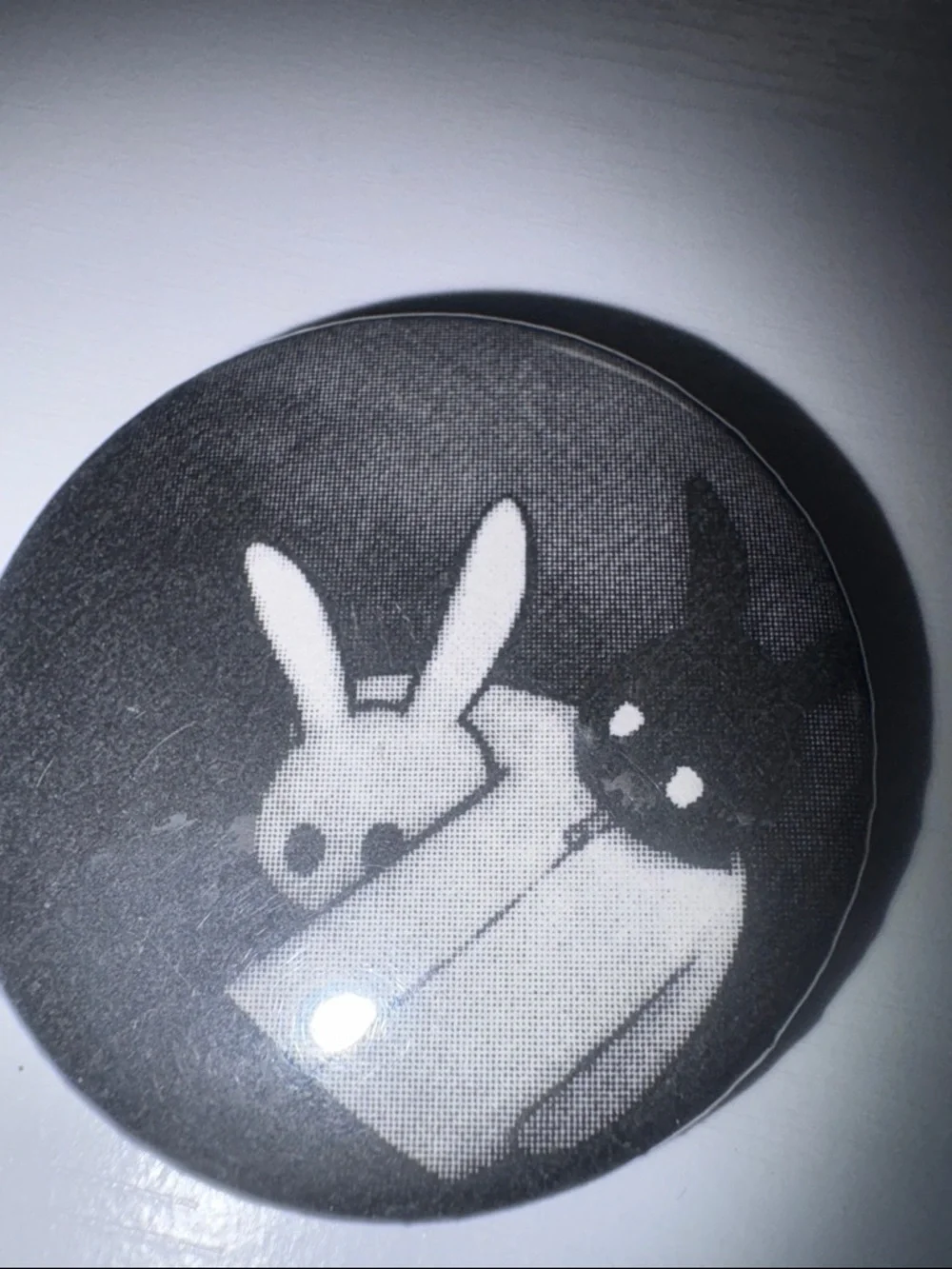 Black Bunny Pocket Pin Button - Decorative Accessory watership down